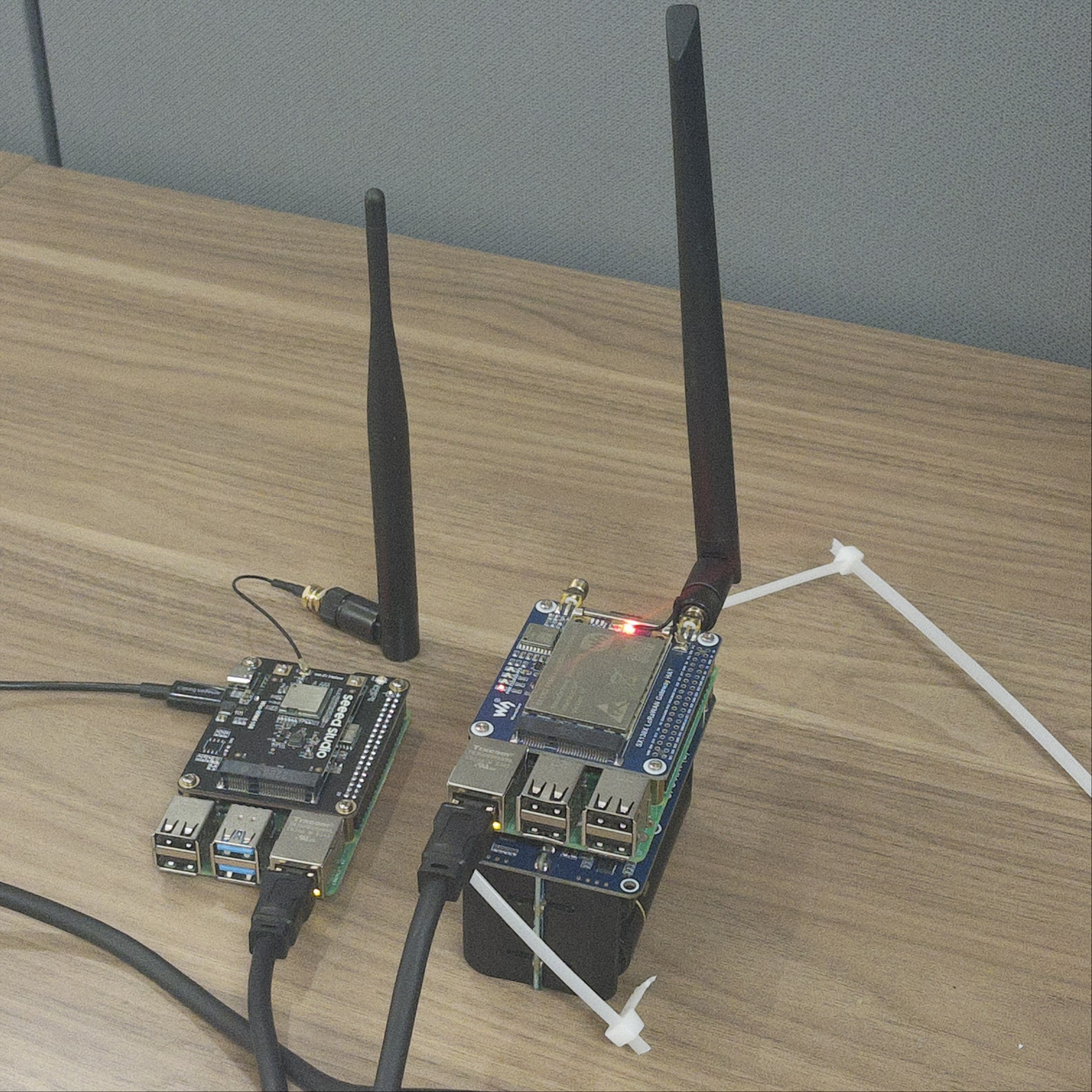two raspberry pis connected via ethernet cable